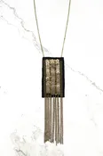Black and Antique Brass Fringe Long Necklace