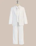 5-Piece Boy’s 2-Button Jacket 4-Button Vest Dress Suit – White