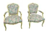 50924 Pair French Country Style Bergere Armchair Chairs