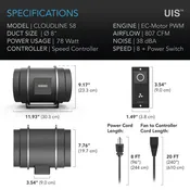 AC Infinity - S-Series CLOUDLINE Quiet Inline Duct System Fan + Speed Controller