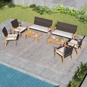 8-Piece Patio Furniture Set with Coffee Table