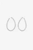 18k White Gold Curved Oval Hoop Earrings