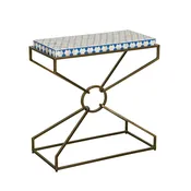 Alexandria 24" Modern Side Table with Bone Inlay and Brass