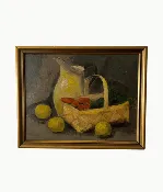 Early 20th C Still Life With Fruits Painting by Carl Fischer