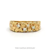 0.15cttw Diamond Nugget Design Band in 14k Yellow Gold