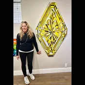 Canary Yellow Diamond Mosaic Artwork
