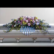 Blue Ribbon Casket Spray