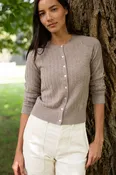 Camilla Pointelle Cardigan - Oatmeal Heather