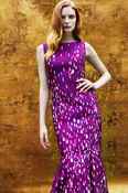 Collector Paint Print Bateau Neck Mermaid Gown