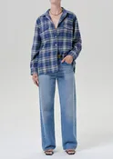 Ana Cropped Shirt Marina Plaid