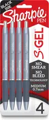 0.7Mm Sharpie S-Gel Blue Barrel Black Ink Pen 4 Pack
