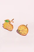 Amalfi Lemons Enamel Charm Stud Earrings