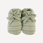 tie booties | iceberg stripe | organic cotton multi rib