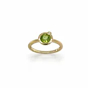 14KT Yellow Gold Diamond and Peridot Ring