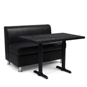 2-Seat Adele Black Vinyl Restaurant Booth Set with Antique Black Ash Table