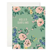 'Hello Darling' Sweet Rose Floral Greeting Card