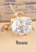 10pcs Gold  Color Zircon Crystal Ear Stud Findings With Hole Ear Drop For Women