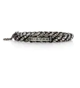 Antique braided silver "Mizpah" bangle