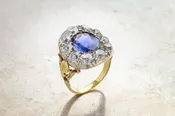 Antique Ceylon Sapphire and Diamond Ring