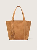 24/7 Bag East West aus kamelbraunem Rauleder mit Fransen