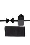 Black Cummerbund, Bow Tie & Pocket Square Set