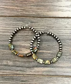 726271, Handmade Navajo Bead, Gemstone Hoop Earrings