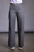 Classic Wide Leg Trouser Pant - Steel Denim