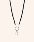 18" "Design Your Own" Black Spinel Charm Chain Necklace, 1 Charm Station