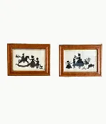 Pair of Antique Hand-Drawn Silhouettes Circa 1900s