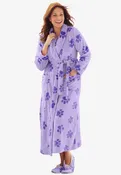 Matching Plush Wrap Robe & Slipper, Soft Iris Paws