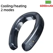 Portable Neck Fan Mini Air Conditioner Cooler Bladeless Fan 6000mAh USB Rechargeable Hanging Cooling Heating Wearable Fans