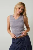 Aida V-Neck Sleeveless Knit Top in Heather Grey