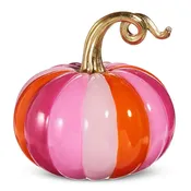 10.5" Pink and Orange Stripe Pumpkin