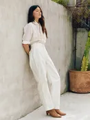 baker striped trouser in white
