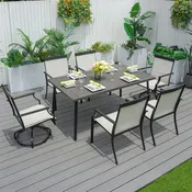 6-Piece Outdoor Dining Set with 2 Swivel Chairs (PAD-2465-DG)