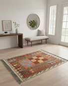 Afghan Kilim Handwoven flatweave Rug 3' 4" x 3' 5"