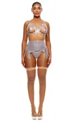 Burlesque Sequin Fringe Lingerie Set, Silver