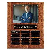 10 1/2" x 13" American Walnut 12 Plate Photo Plaque w/Black Brass Plates-Holds 5" x 7" Photo