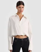 Alice + Olivia - Tobie Relaxed Button Down Cropped Top - Off White