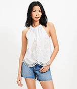 Floral Eyelet Halter Top