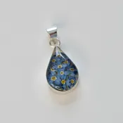 Blue Flower Teardrop Pendant