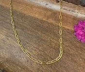 Gold Stainless Steel Paperclip Chain Necklace, Layered Jewelry, Personalize Gifts for Her