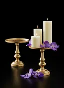 10.5in Tall Gold Pedestal Pillar Plate Candleholder