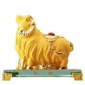 2026 Chinese Zodiac Sheep Year Golden Resin Collectible Figurines Table Decor Statue Large