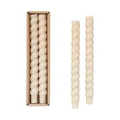 10" Set of 2 Twisted Taper Candles in Cream