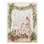 24" Watercolor Holiday Cardinal Lighted Print