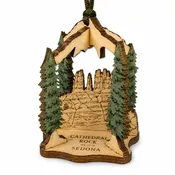 3-D Sedona Cathedral Rock Wood Ornament