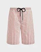 Bermuda en coton et lin rayé homme