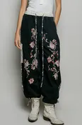 Embroidered Tie Pants