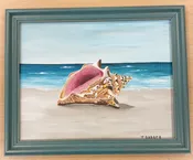 “Framed Seashell” Acrylic Painting on 12x15 Canvas